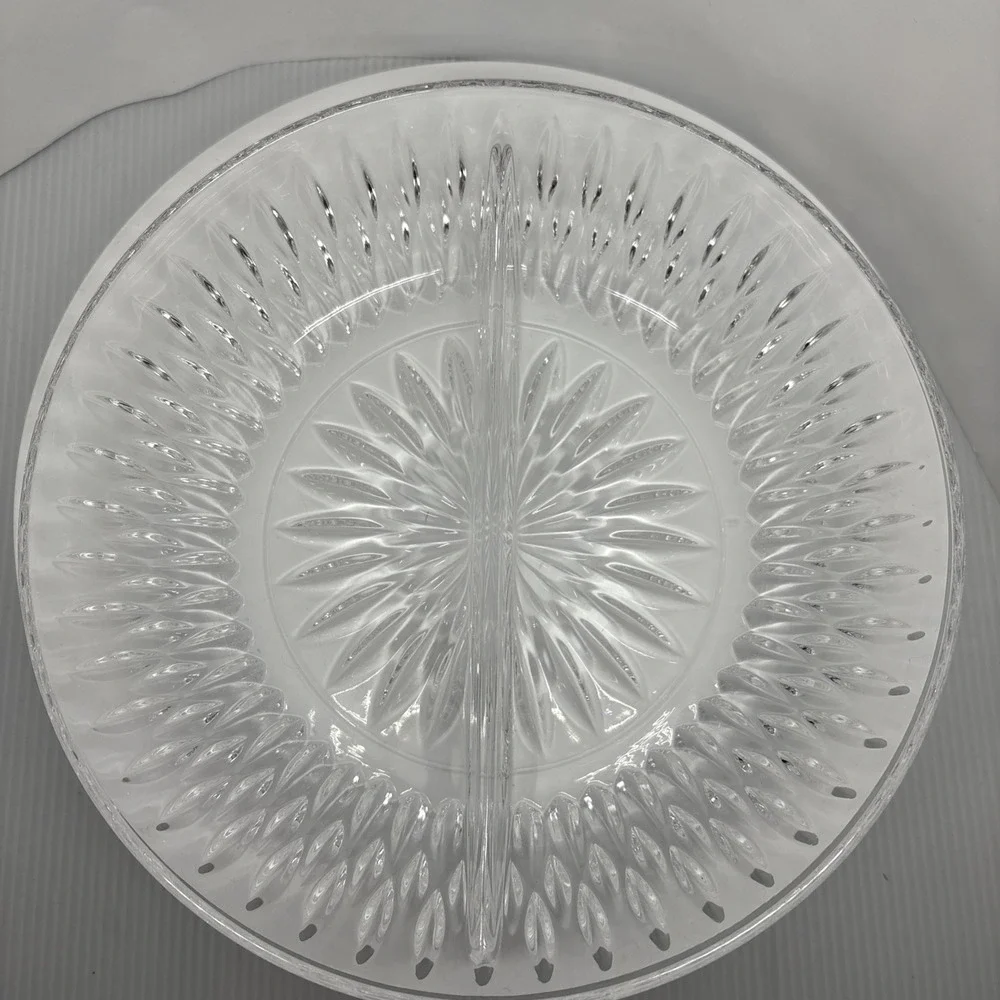 Princess House Highlights Crystal Divided Serving Dish Brilliant Cut‎ Crystal